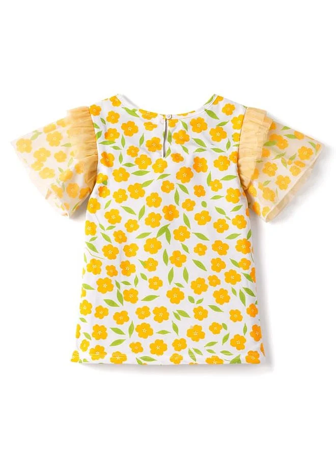 Pine Kids Pine Kids Cotton Knit Floral Printed Top - Multi Color