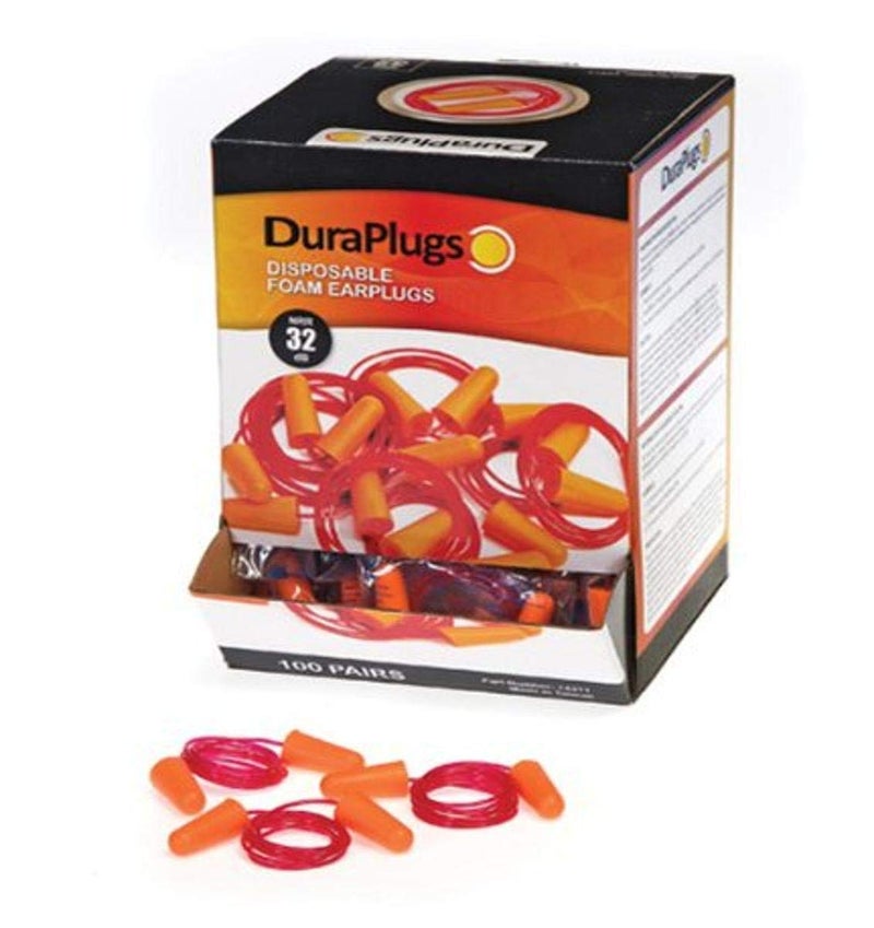 Liberty Glove & Safety Liberty Glove & Safety 14311 DuraPlug Corded Disposable Foam Earplug with 32 dB NRR, Orange (Case of 100 Pairs) 