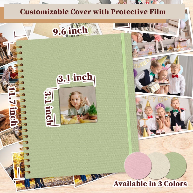Hiwhy 8.5x11 Inch Scrapbook Photo Album, Linen Cover DIY Scrapbooks with 10 Sheets Plastic Sleeves 20 Pages Memory Book for Wedding Birthday Baby Travel (GrassGreen) - Image 5
