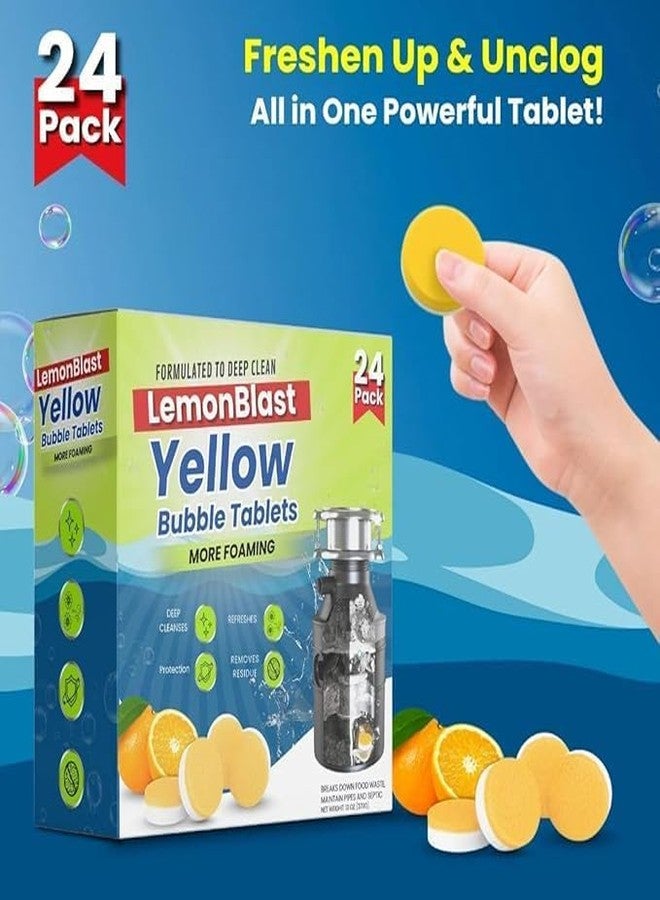 DIGITAL GUARDEER Lemon Blast Yellow Bubble Tablets | Foaming Drain Cleaning Tablets for Sink, Pipes & Disposal Helps Remove Residue, Reduce Odor & Maintain Flow | Citrus Fresh Formula (24) - Image 4