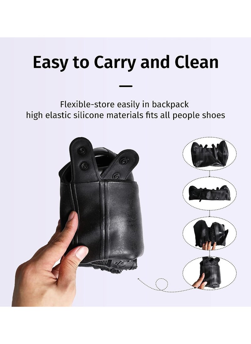 Excefore Waterproof Shoe Cover Reusable Black Rain Boot Shoe Covers Outdoor Overshoes Non-Slip Elastic Shoe Protectors Covers for Hiking Motorcycle Cycling Size L  - Image 5