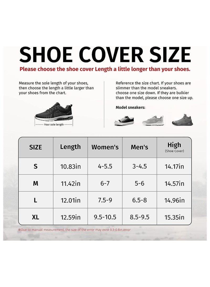 Excefore Waterproof Shoe Cover Reusable Black Rain Boot Shoe Covers Outdoor Overshoes Non-Slip Elastic Shoe Protectors Covers for Hiking Motorcycle Cycling Size L  - Image 3