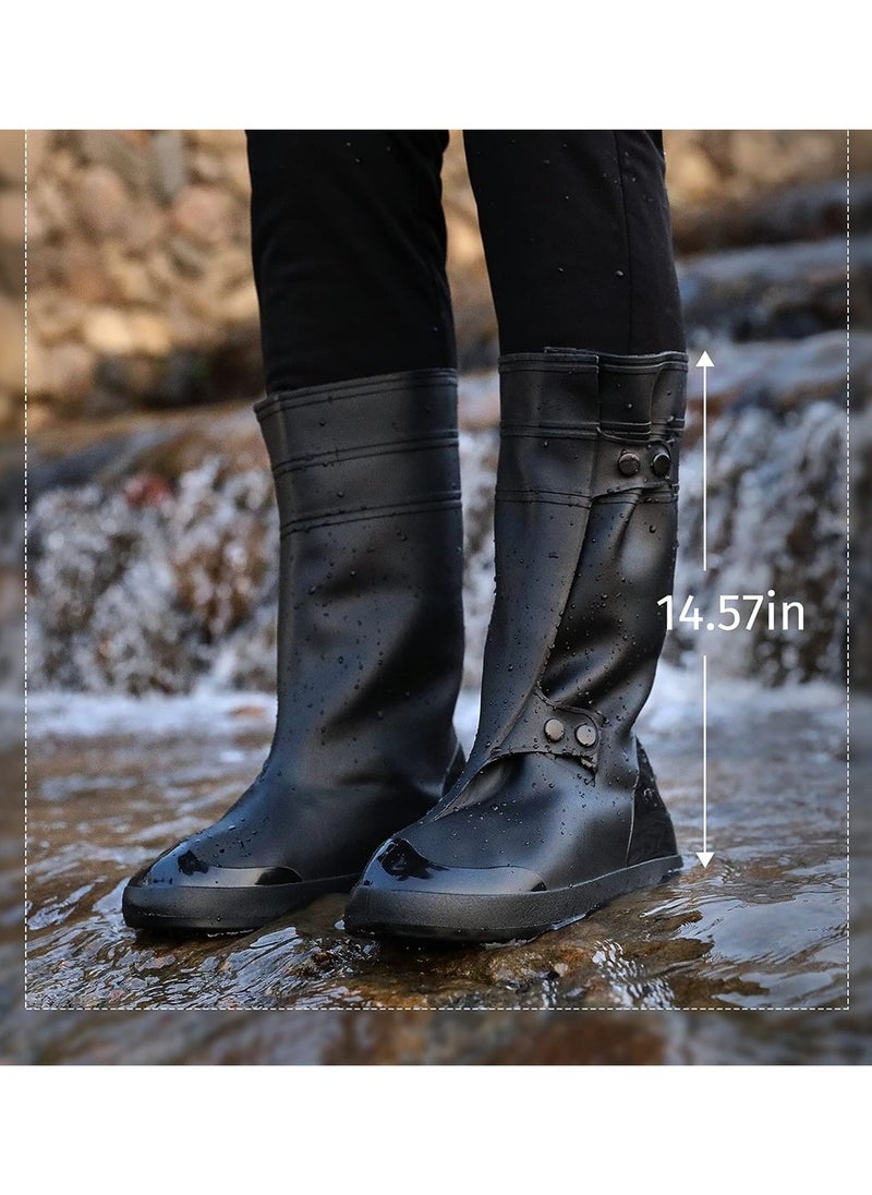 Excefore Waterproof Shoe Cover Reusable Black Rain Boot Shoe Covers Outdoor Overshoes Non-Slip Elastic Shoe Protectors Covers for Hiking Motorcycle Cycling Size L  - Image 2