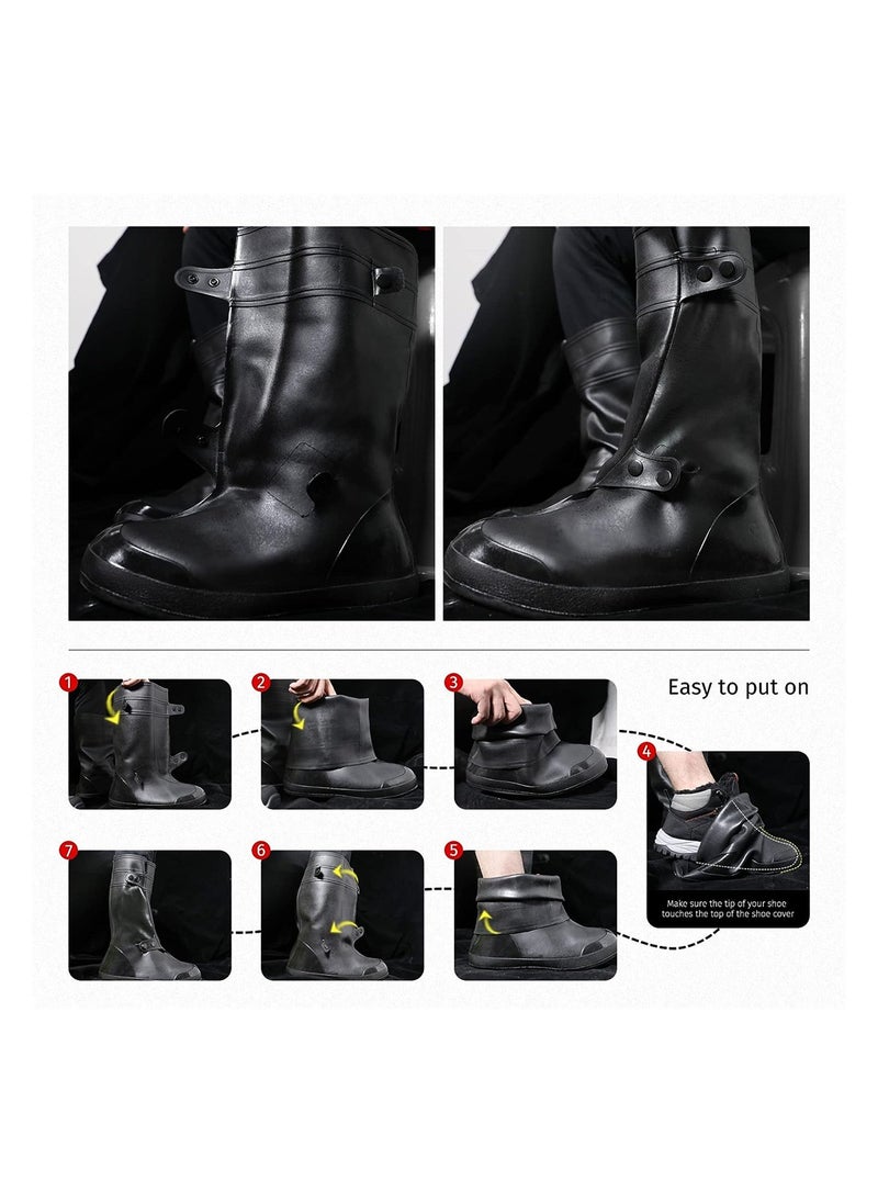 Excefore Waterproof Shoe Cover Reusable Black Rain Boot Shoe Covers Outdoor Overshoes Non-Slip Elastic Shoe Protectors Covers for Hiking Motorcycle Cycling Size L  - Image 4