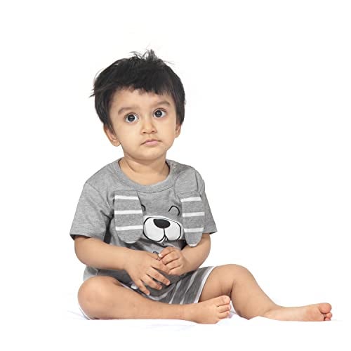 ARIEL Baby Boys & Baby girls Cotton Printed Round Neck Half Sleeve T-shirt & Short Trendy Summer Clothing Sets(AR-BHALFSS-1824-Grey-Dog_Multicolor_18 Months - 24 Months) - Image 5