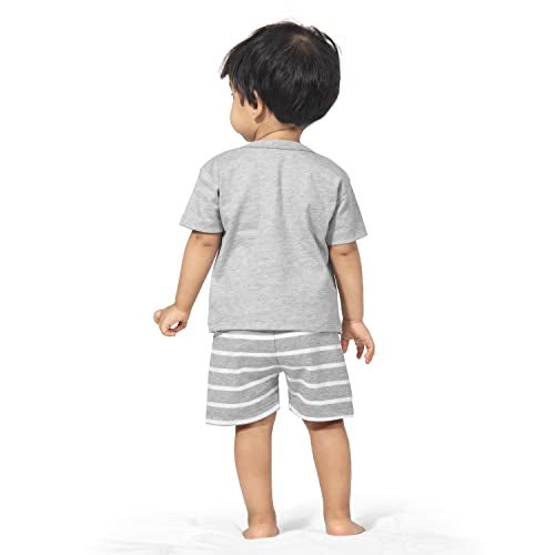 ARIEL Baby Boys & Baby girls Cotton Printed Round Neck Half Sleeve T-shirt & Short Trendy Summer Clothing Sets(AR-BHALFSS-1824-Grey-Dog_Multicolor_18 Months - 24 Months) - Image 4