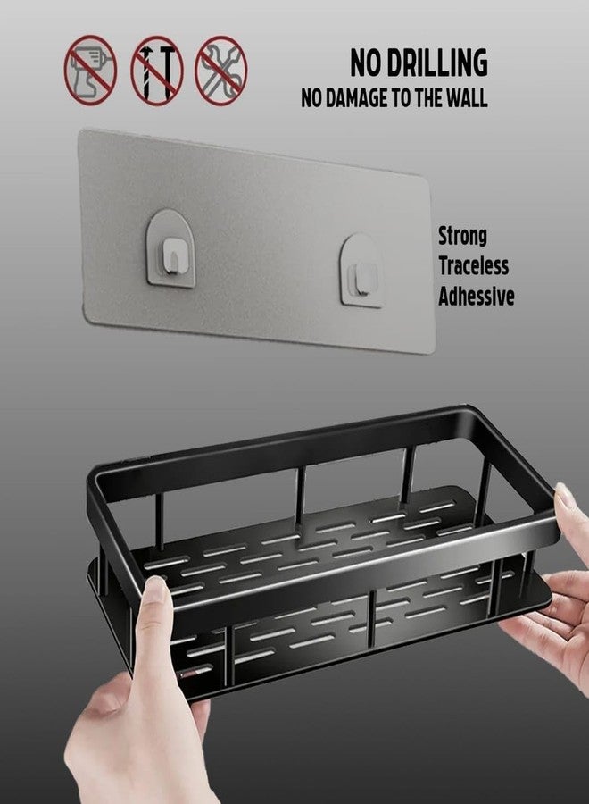 Leawall Heavy Duty Plastic Self-Adhesive bathroom shelves - Multipurpose Wall-Mounted Storage Organizer for Bathroom, kitchen organizer rack bathrom organiser without drill bathroom accessories - Image 4