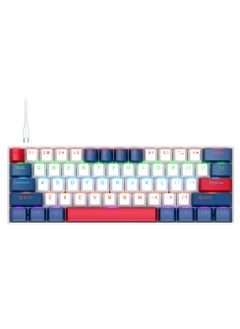 T-WOLF T60 Wired Gaming Keyboard, 61 Keys Blue Switch Mechanical Keyboard with Rgb Backlit blue and white  - Image 1