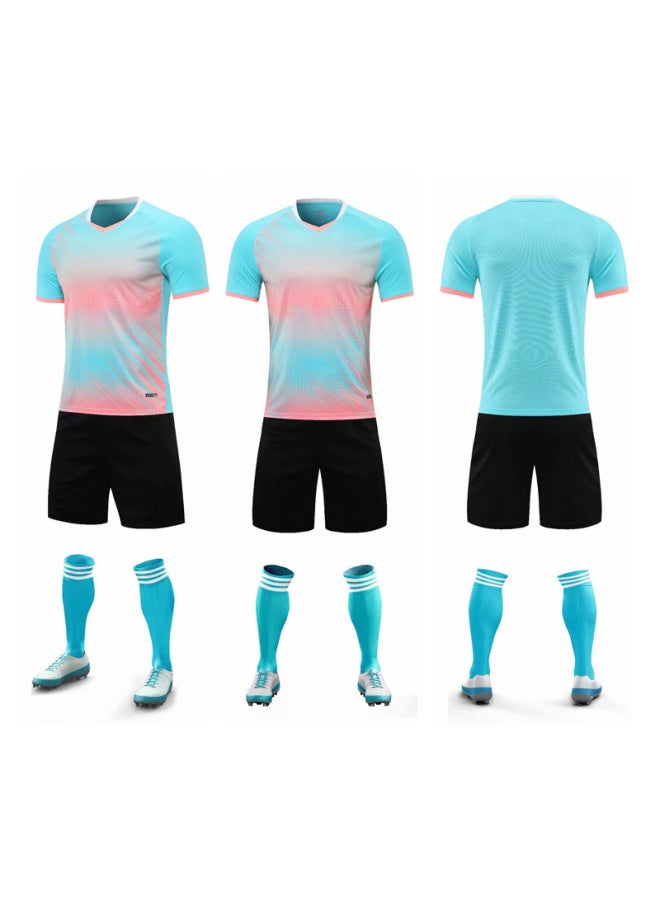B5023 Shallow Lake Blue Short Sleeve Football Jersey - Image 1