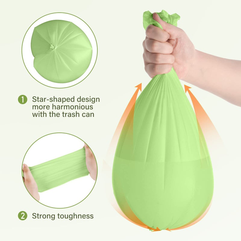 Eargardin 5 Gallon Trash Bags Compostable Compost Small Garbage Bag Extra Thick 0.78 Mil for Kitchen Bathroom BPI Certified 45 Counts, Green - Image 3