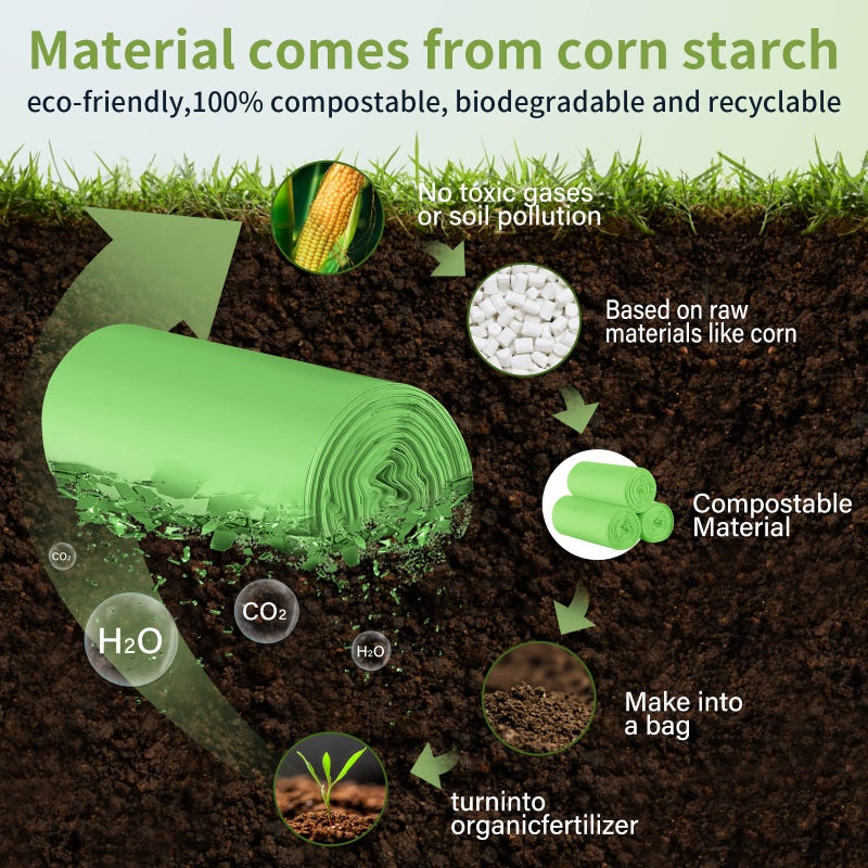 Eargardin 5 Gallon Trash Bags Compostable Compost Small Garbage Bag Extra Thick 0.78 Mil for Kitchen Bathroom BPI Certified 45 Counts, Green - Image 5