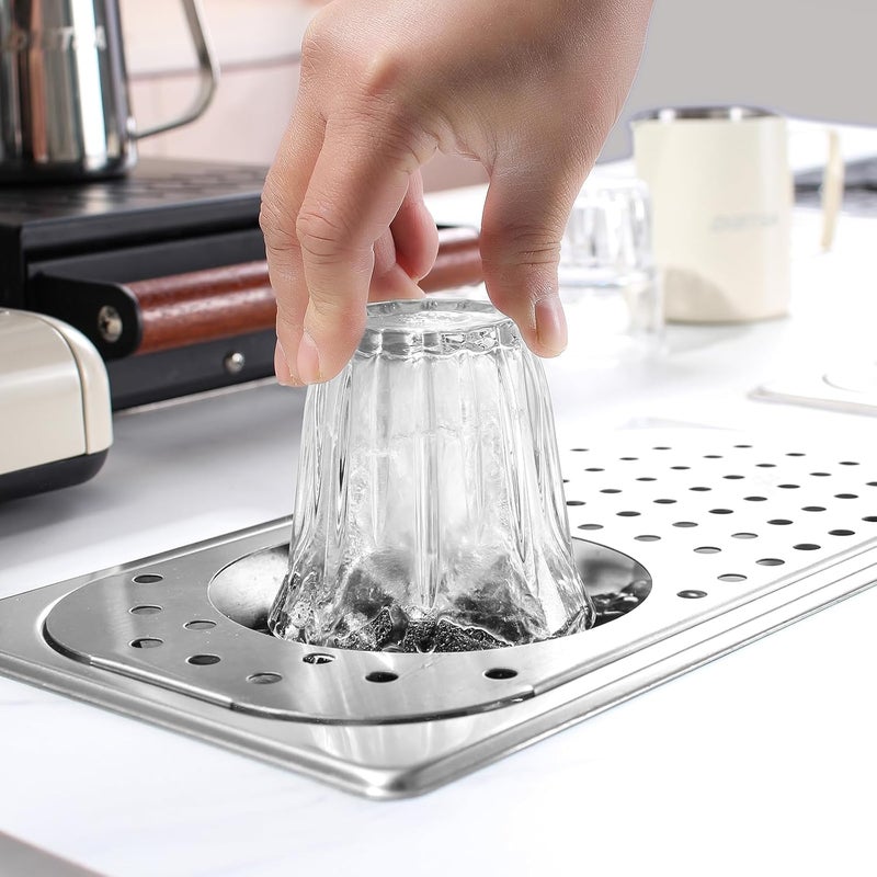 DIBTSA Pitcher Rinser, Espresso Rinser, Drain and Drip Tray, Stainless Steel Bar Glass Rinser for Sink, Cup Washer Spray Rinser for Home Kitchen Hotel Cafe Restaurant (12.8 x 6.9 x 0.9 inch,Silver) - Image 5