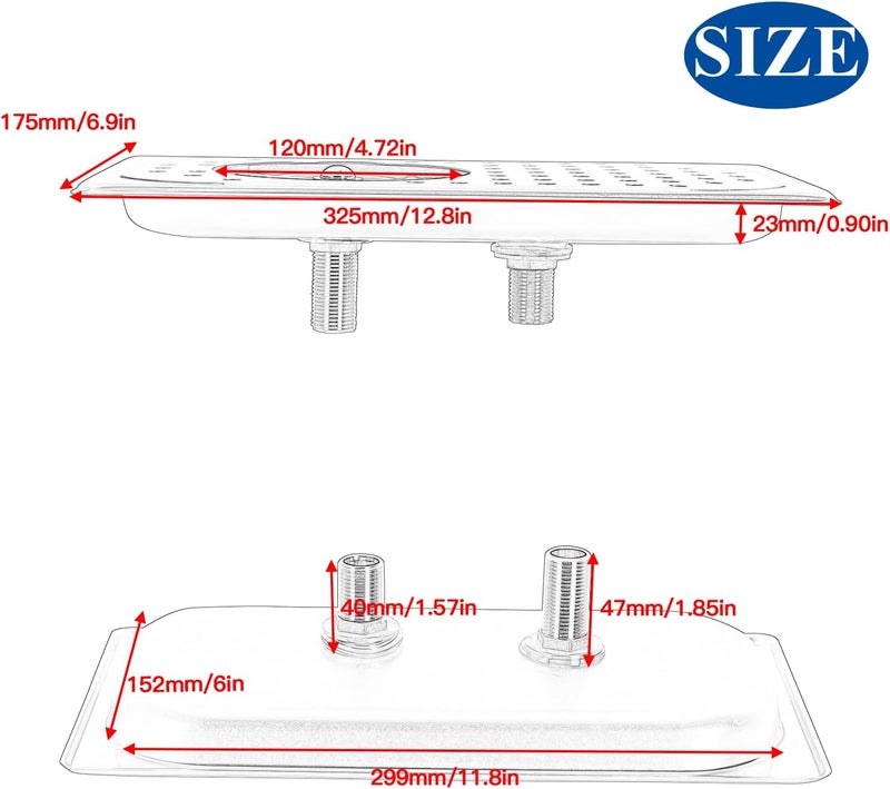 DIBTSA Pitcher Rinser, Espresso Rinser, Drain and Drip Tray, Stainless Steel Bar Glass Rinser for Sink, Cup Washer Spray Rinser for Home Kitchen Hotel Cafe Restaurant (12.8 x 6.9 x 0.9 inch,Silver) - Image 2