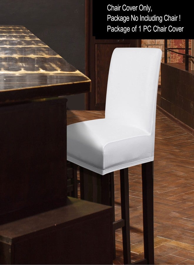 PiccoCasa Waterproof Bar Stool Covers, Faux Leather Pub Counter Height Side Chair Covers with Elastic Band White 1Pcs - Image 2