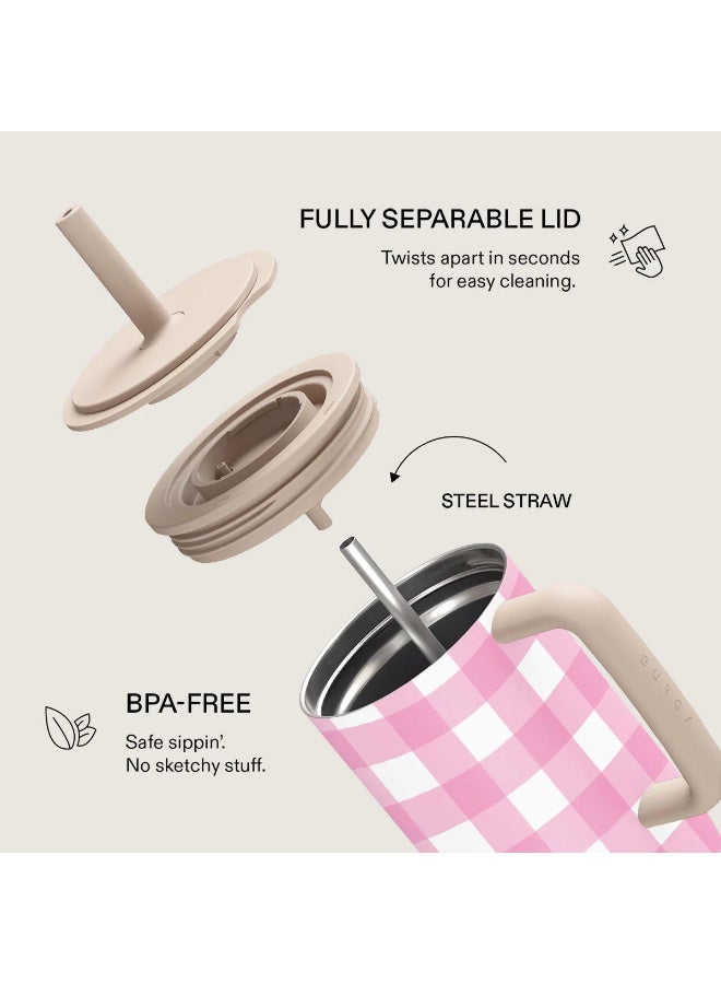 BURGA 40oz 1.2L Insulated Tumbler with Handle & Leakproof Straw Lid – Keeps Drinks Hot 12 Hrs / Cold All Day – Stainless Steel Travel Mug, Cupholder Friendly, Double Wall Vacuum, Reusable Water Bottle Think Pink burga tumler - Image 3