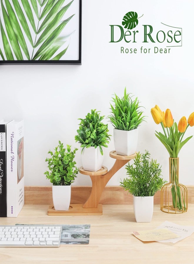 Der Rose 4 Packs Small Fake Plants Mini Artificial Faux Plants in Pots for Home Office Bedroom Living Room Decor - Image 3