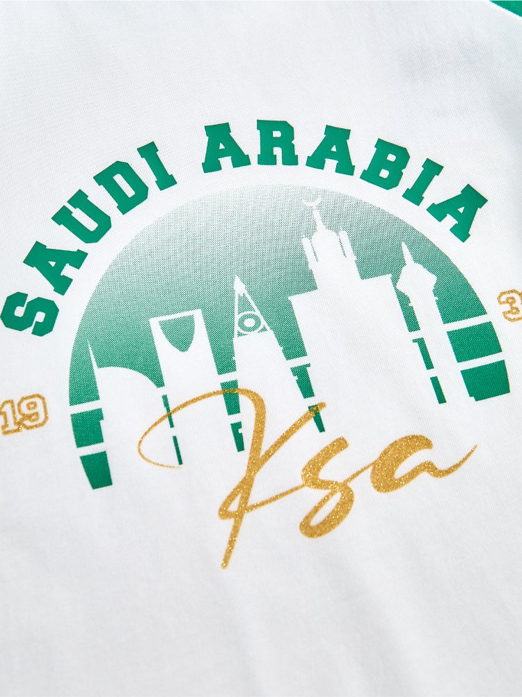 Balabala Unisex Short Sleeve T-Shirt With Contrast Sleeves And Front Print - Image 4