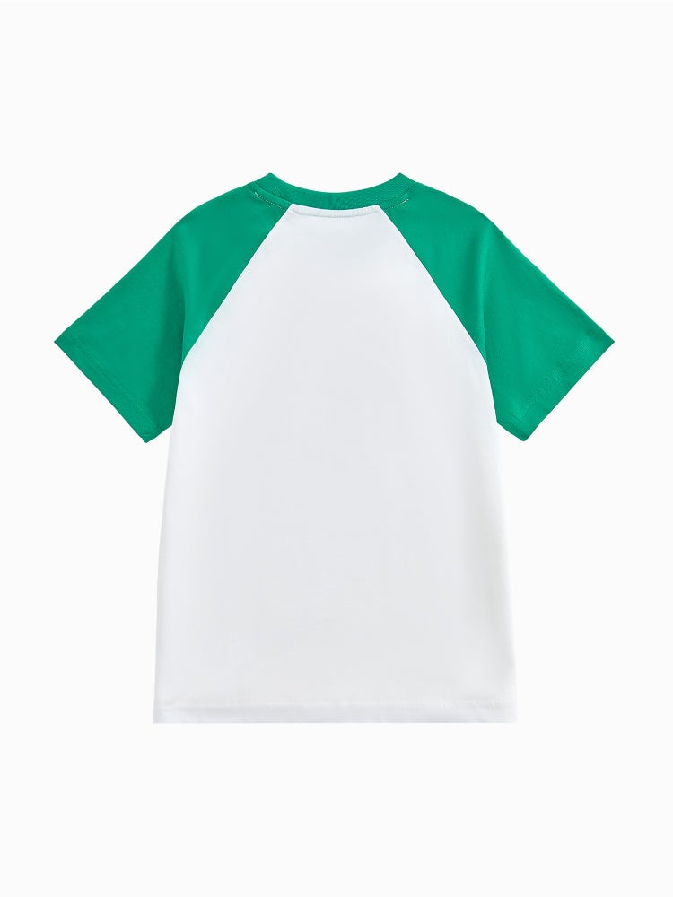 Balabala Unisex Short Sleeve T-Shirt With Contrast Sleeves And Front Print - Image 2