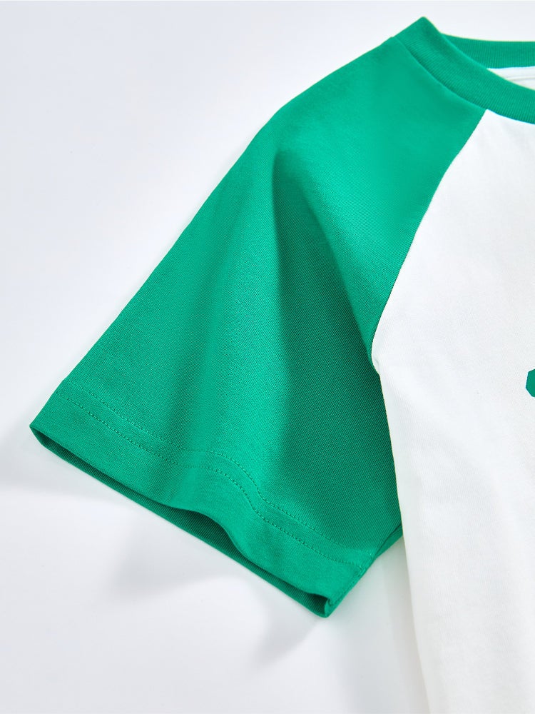 Balabala Unisex Short Sleeve T-Shirt With Contrast Sleeves And Front Print - Image 5