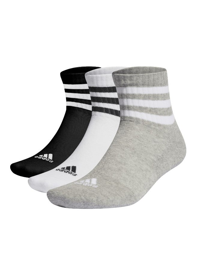 Adidas - adidas 3 stripes cushioned sportswear mid cut pair pack unisex ankle socks - Image 1