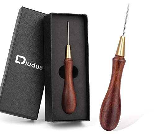 DIUDUS Leather Wooden Handle Scratch Awl Wooden Handle Scratch Awl Tool Leather Sewing Awl for Leather Punch Hole or DIY Handmade - Image 1