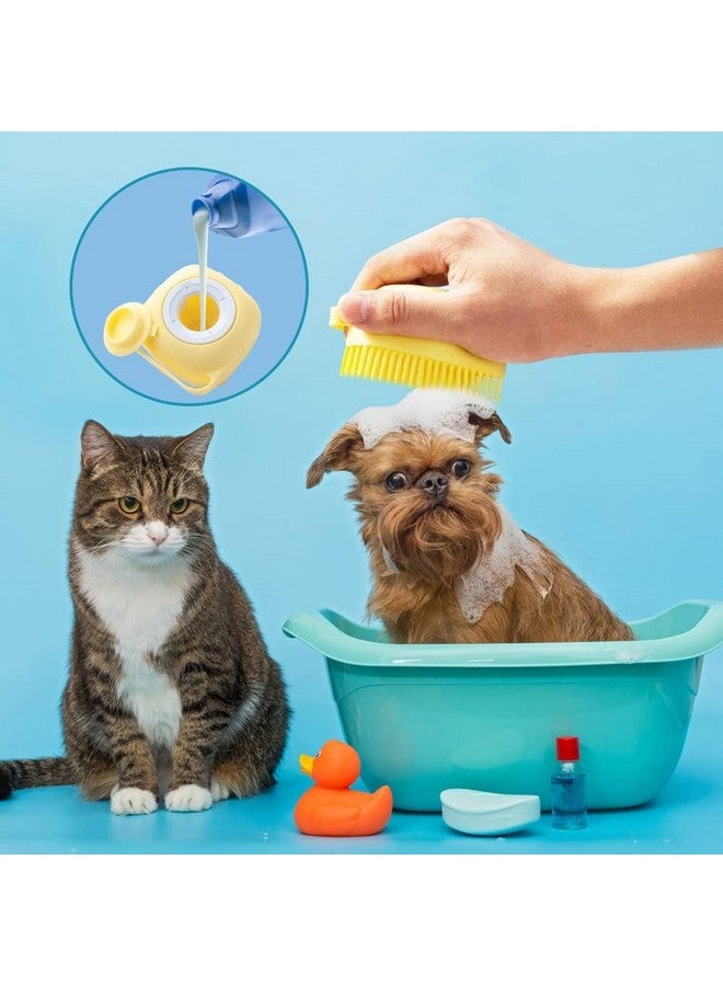 هارتس فرشاة للكلاب مع حاوية شامبو | فرشاة استحمام للقطط والكلاب للاستحمام | تقشير | فرك | تدليك واسترخاء | سيليكون ناعم | مناسب لجميع الحيوانات الأليفة | Pt230Y | أصفر - Image 3