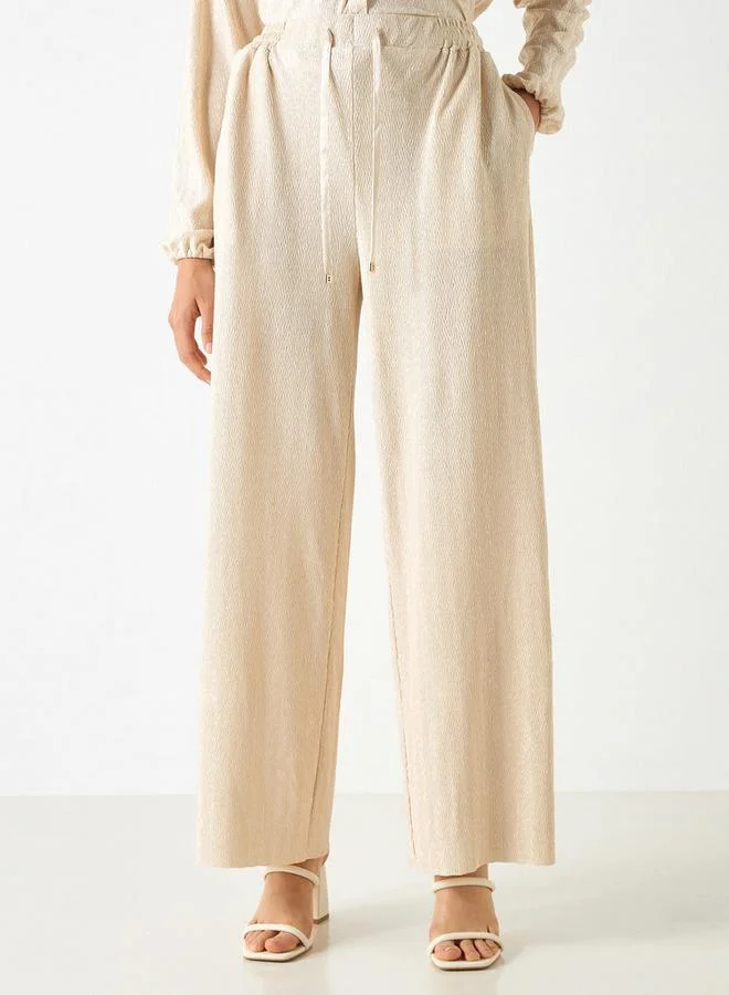 Iconic Iconic Textured Pants with Flexi Waist and Pockets