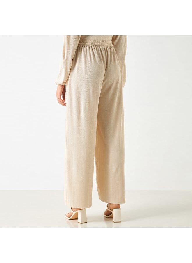 Iconic Iconic Textured Pants with Flexi Waist and Pockets  - Image 3