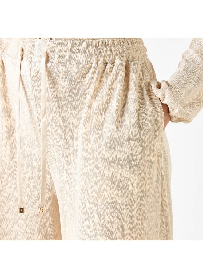 Iconic Iconic Textured Pants with Flexi Waist and Pockets  - Image 4