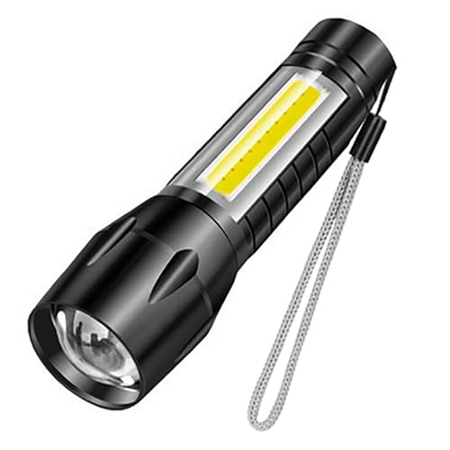 Care4 Care 4 LED Flashlight with COB Light Mini Waterproof Portable LED XPE COB Flashlight USB Rechargeable 3 Modes Pen Clip Light Flashlight with Hanging Rope Small Size Black Colored - Image 1