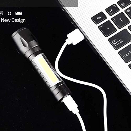 Care4 Care 4 LED Flashlight with COB Light Mini Waterproof Portable LED XPE COB Flashlight USB Rechargeable 3 Modes Pen Clip Light Flashlight with Hanging Rope Small Size Black Colored - Image 4