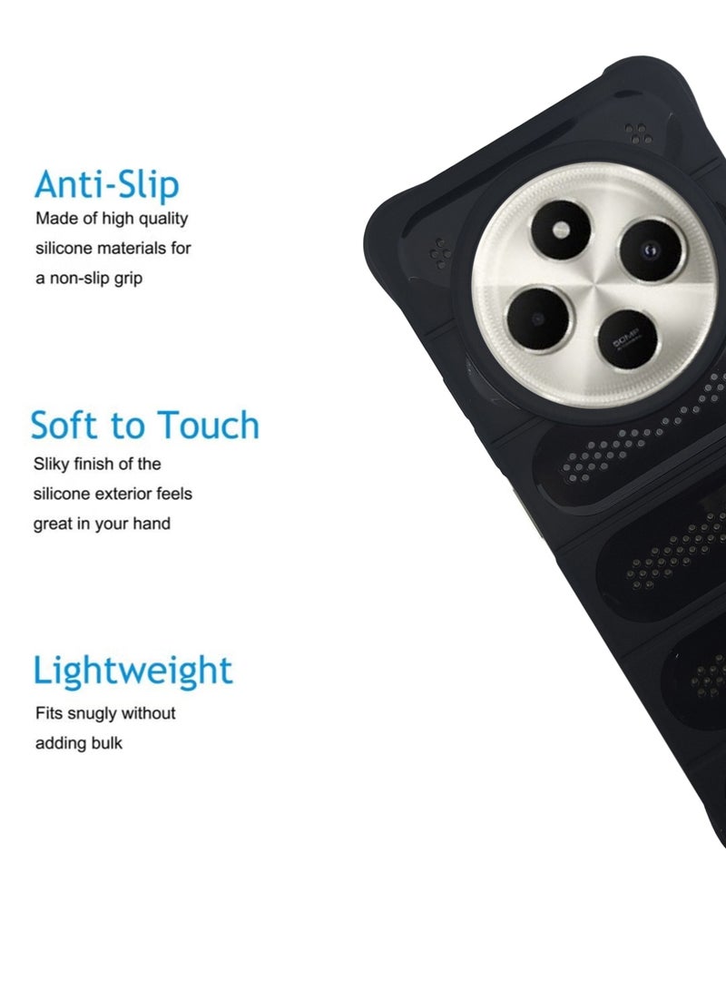 Waldic حافظة متميزة لهاتف Xiaomi Poco C75 | غلاف سيليكون متميز مصمم لهاتف Xiaomi Poco C75 | حافظة Xiaomi Poco C75 لحماية الكاميرا والسقوط غلاف خلفي رقيق واقي لهاتف Xiaomi Poco C75 - أسود - Image 2