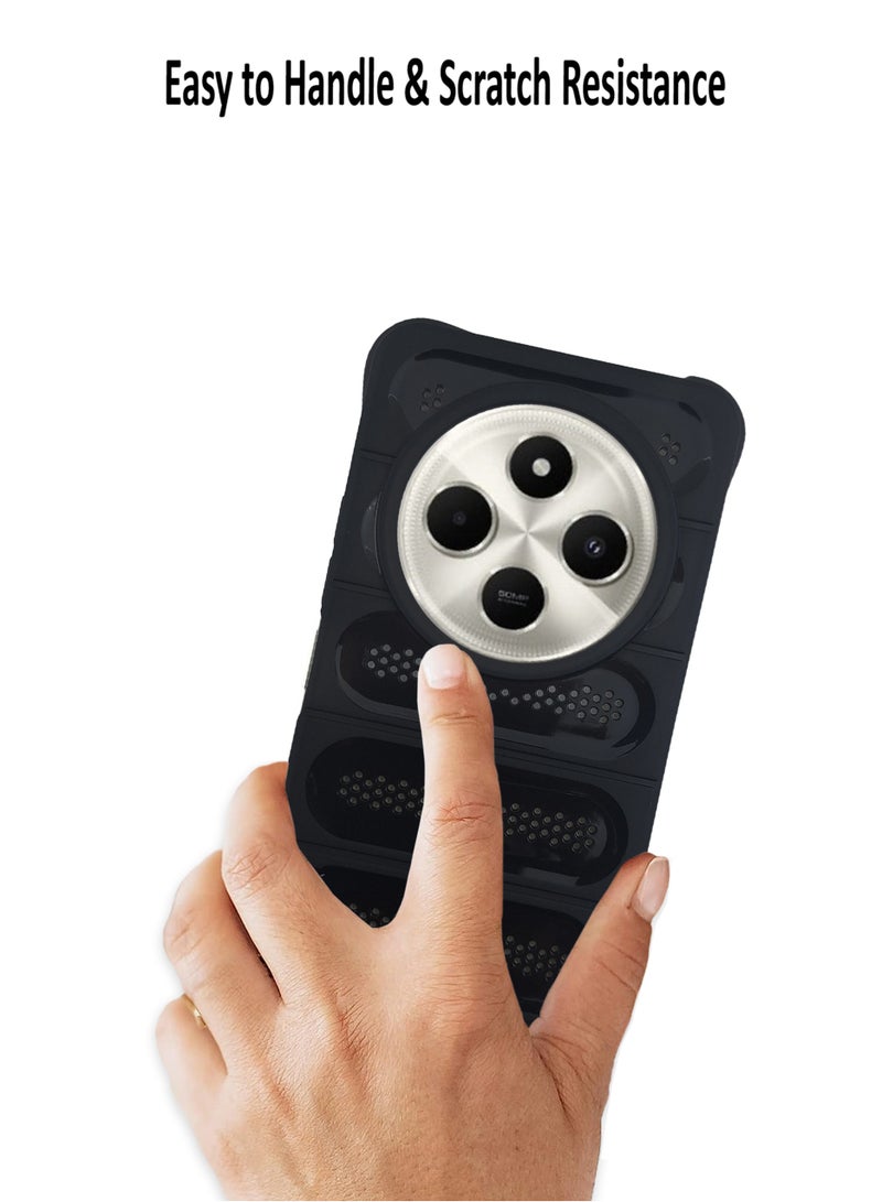 Waldic حافظة متميزة لهاتف Xiaomi Poco C75 | غلاف سيليكون متميز مصمم لهاتف Xiaomi Poco C75 | حافظة Xiaomi Poco C75 لحماية الكاميرا والسقوط غلاف خلفي رقيق واقي لهاتف Xiaomi Poco C75 - أسود - Image 3