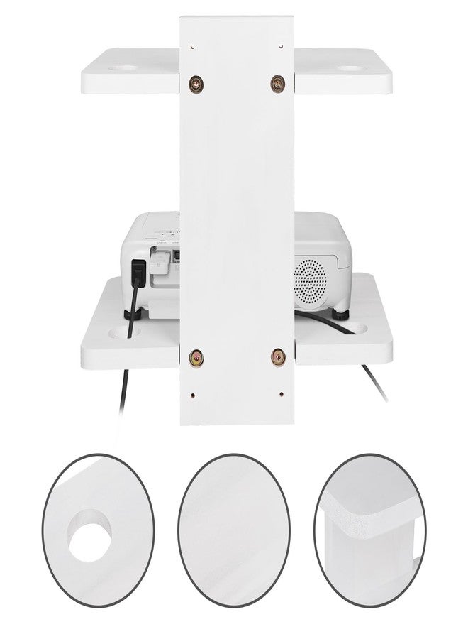 BEARUT Small Mini Projector Shelf/Projector Wall Mount Floating Shelf/Router Shelf/Modem Cable Box Shelf/Projector Rack Holder/Projector Mount by Solid Wood White2 - Image 5