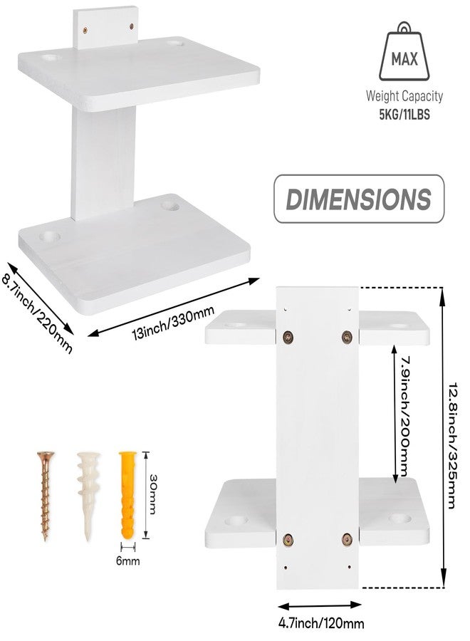 BEARUT Small Mini Projector Shelf/Projector Wall Mount Floating Shelf/Router Shelf/Modem Cable Box Shelf/Projector Rack Holder/Projector Mount by Solid Wood White2 - Image 2
