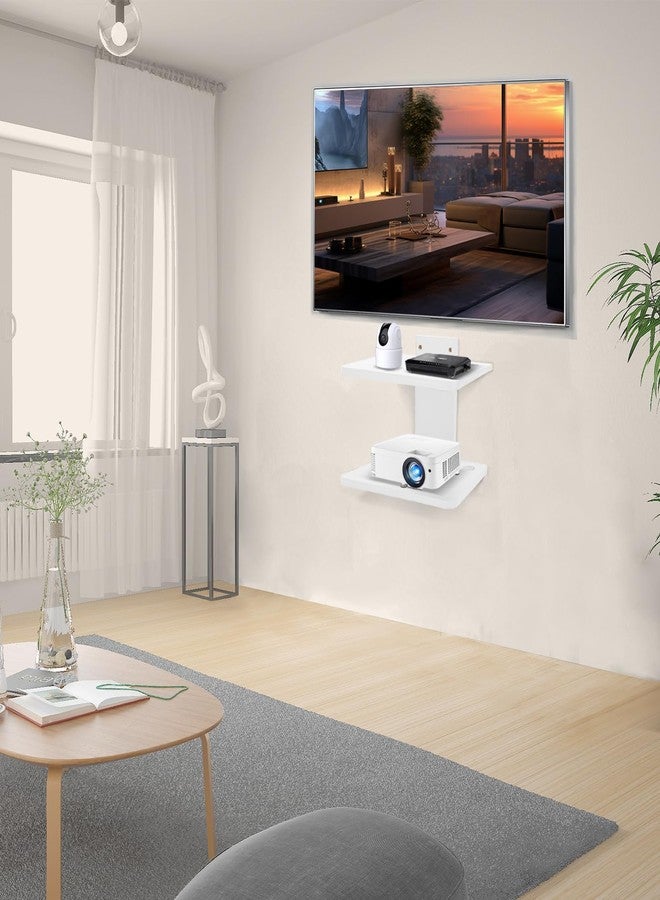 BEARUT Small Mini Projector Shelf/Projector Wall Mount Floating Shelf/Router Shelf/Modem Cable Box Shelf/Projector Rack Holder/Projector Mount by Solid Wood White2 - Image 3
