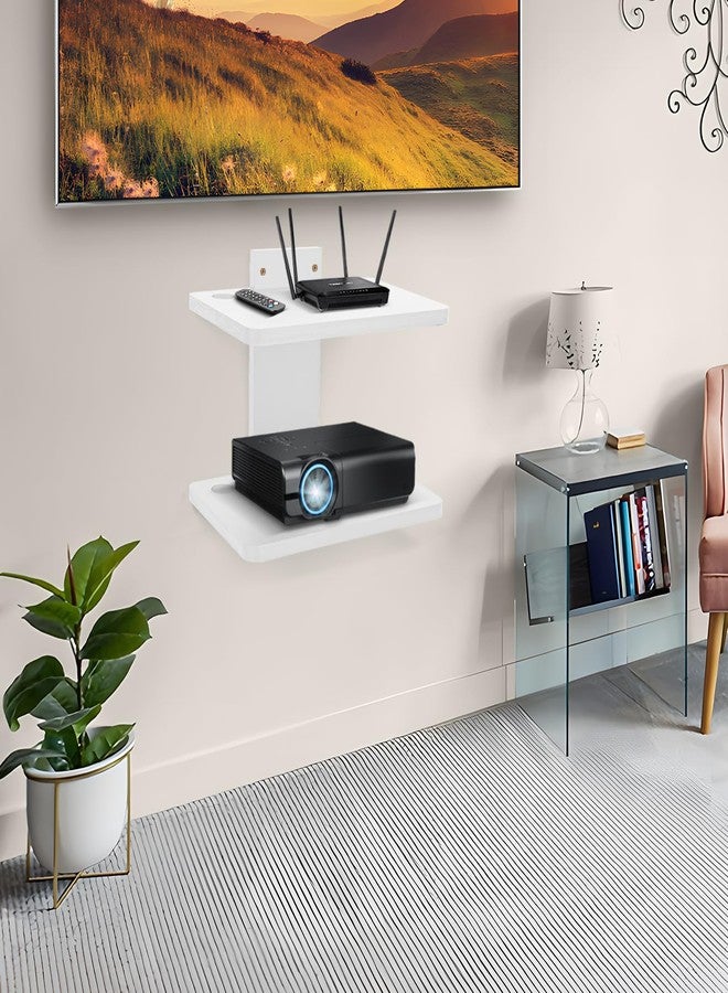 BEARUT Small Mini Projector Shelf/Projector Wall Mount Floating Shelf/Router Shelf/Modem Cable Box Shelf/Projector Rack Holder/Projector Mount by Solid Wood White2 - Image 4