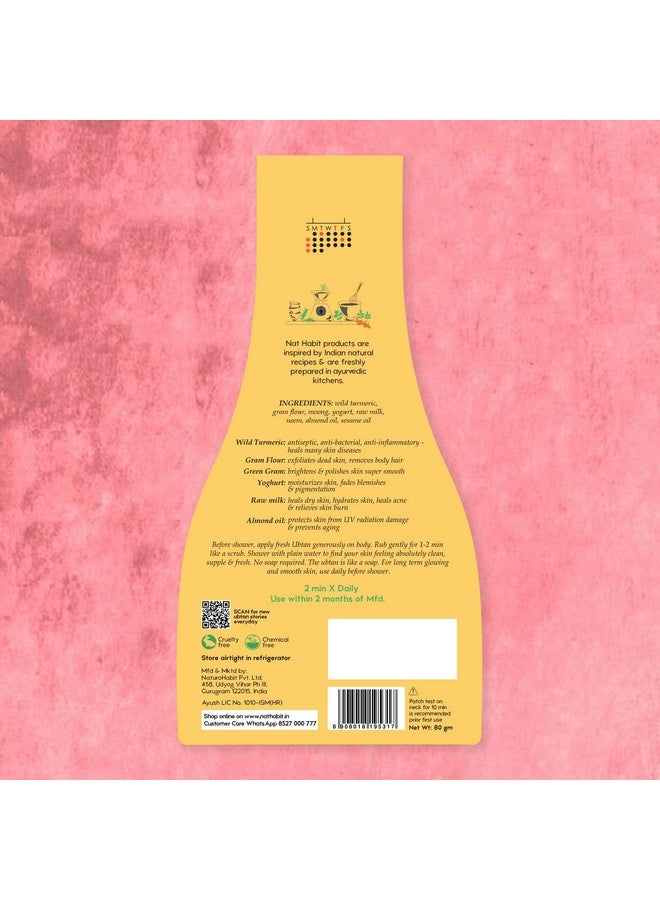 Nat Habit Fresh Wild Turmeric Bath Ubtan, 2 Minute Body Scrub For Accelerated Detan, Pigmentation Relief Body Acne Control Whitehead Clearance, Ayurvedic Inspired, 80 G Each (Pack Of 2) - Image 3
