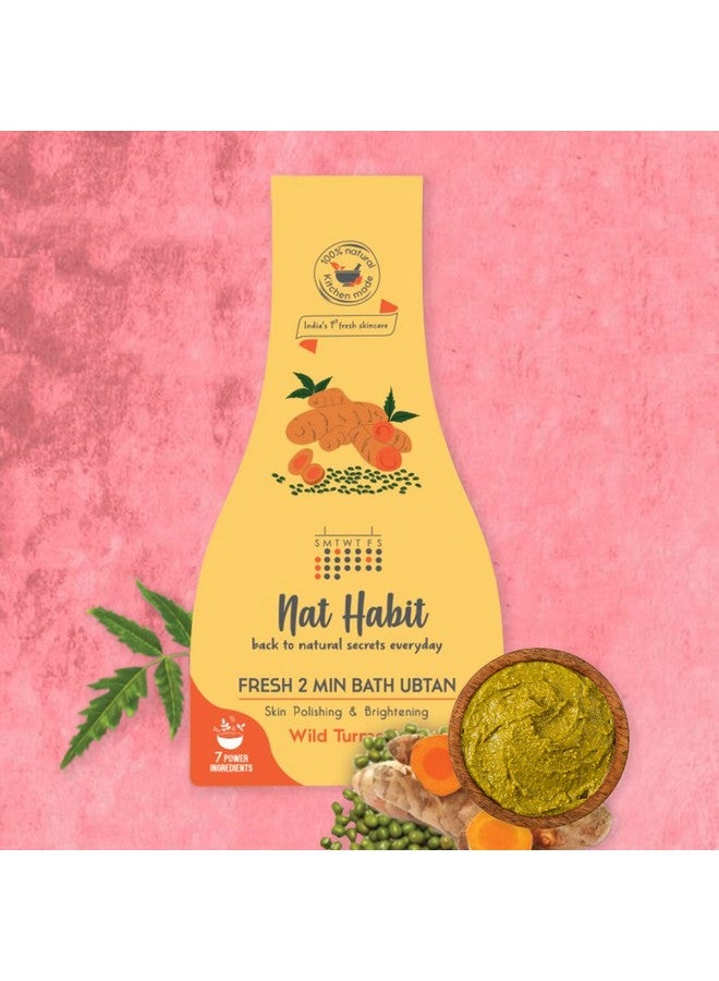 Nat Habit Fresh Wild Turmeric Bath Ubtan, 2 Minute Body Scrub For Accelerated Detan, Pigmentation Relief Body Acne Control Whitehead Clearance, Ayurvedic Inspired, 80 G Each (Pack Of 2) - Image 2