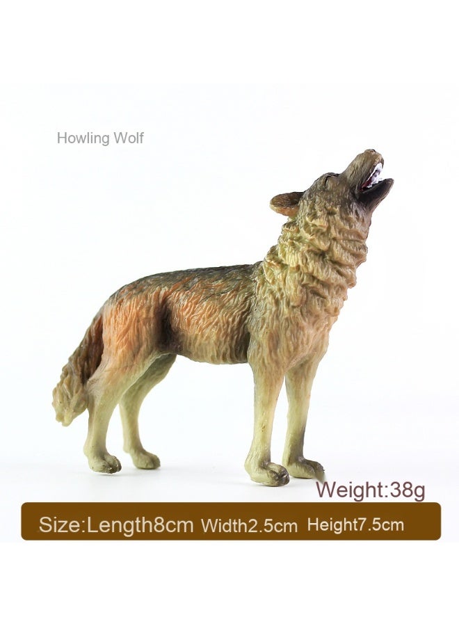 NIBEMINENT Hot-Selling Realistic Wild Animal Model - Gray Wolf, Brown Wolf, Howling Wolf Plastic Solid Toy Figurines for Kids Gifts