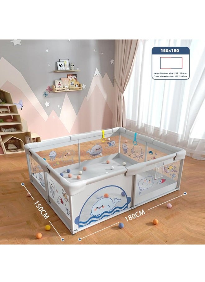 Beauenty Beauenty Baby Playpen for Toddler, Has 2 Handle Loops, Indoor & Ou r Kids Activity Center with Anti-Slip Base, Sturdy Safety Play Yard with Soft Breathable Mesh, Playpen for Babies  - Image 2