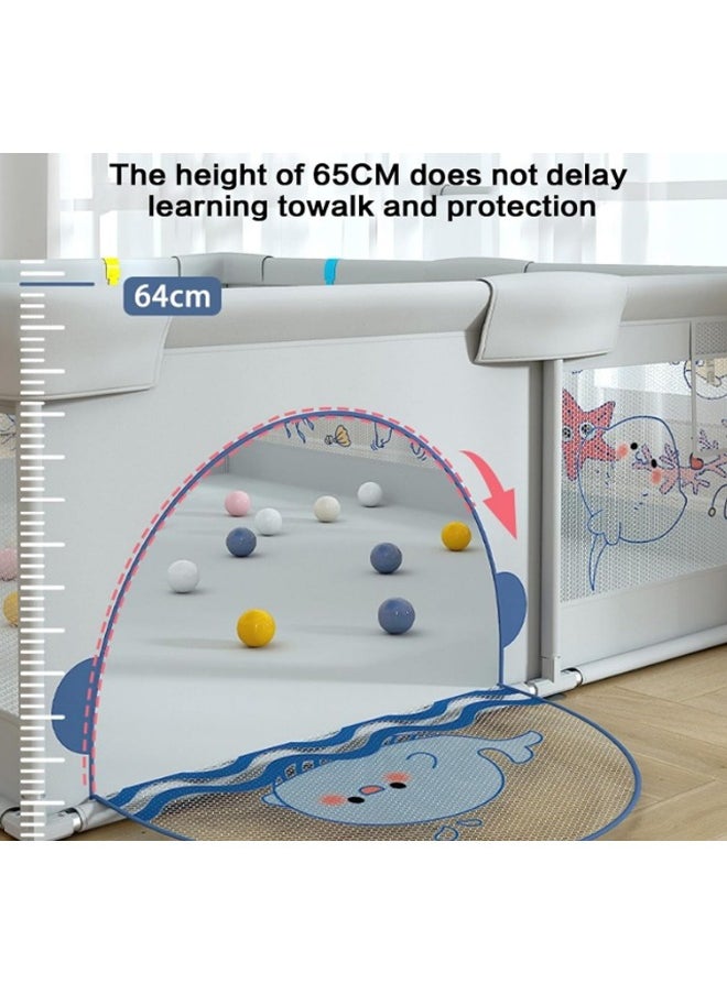 Beauenty Beauenty Baby Playpen for Toddler, Has 2 Handle Loops, Indoor & Ou r Kids Activity Center with Anti-Slip Base, Sturdy Safety Play Yard with Soft Breathable Mesh, Playpen for Babies  - Image 4