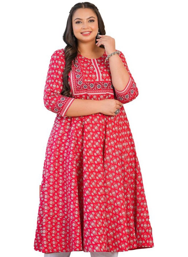 Yash Gallery كورتِي أناركالي مزخرف بالأزهار من ياش غاليري للنساء - Image 1