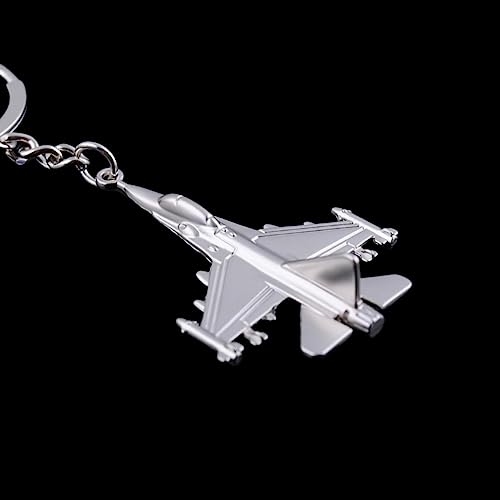 ODETOJOY Military Fighter Jet Airplane Keychain, Zinc Alloy Aircraft Key Ring, Silver Aviation Key Holder for Men, Pilots and Aviation Enthusiasts - Image 2