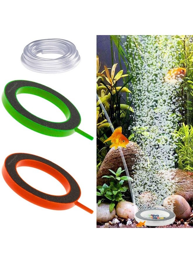 VAYINATO® 3 Inch (Pack of 2) Ring Disk Bubble Aquarium Durable Oxygen Air Pump Air Stone with 3 Meter Air Tube for Fish Tank (Random Color) by Petzlifeworld - Image 1