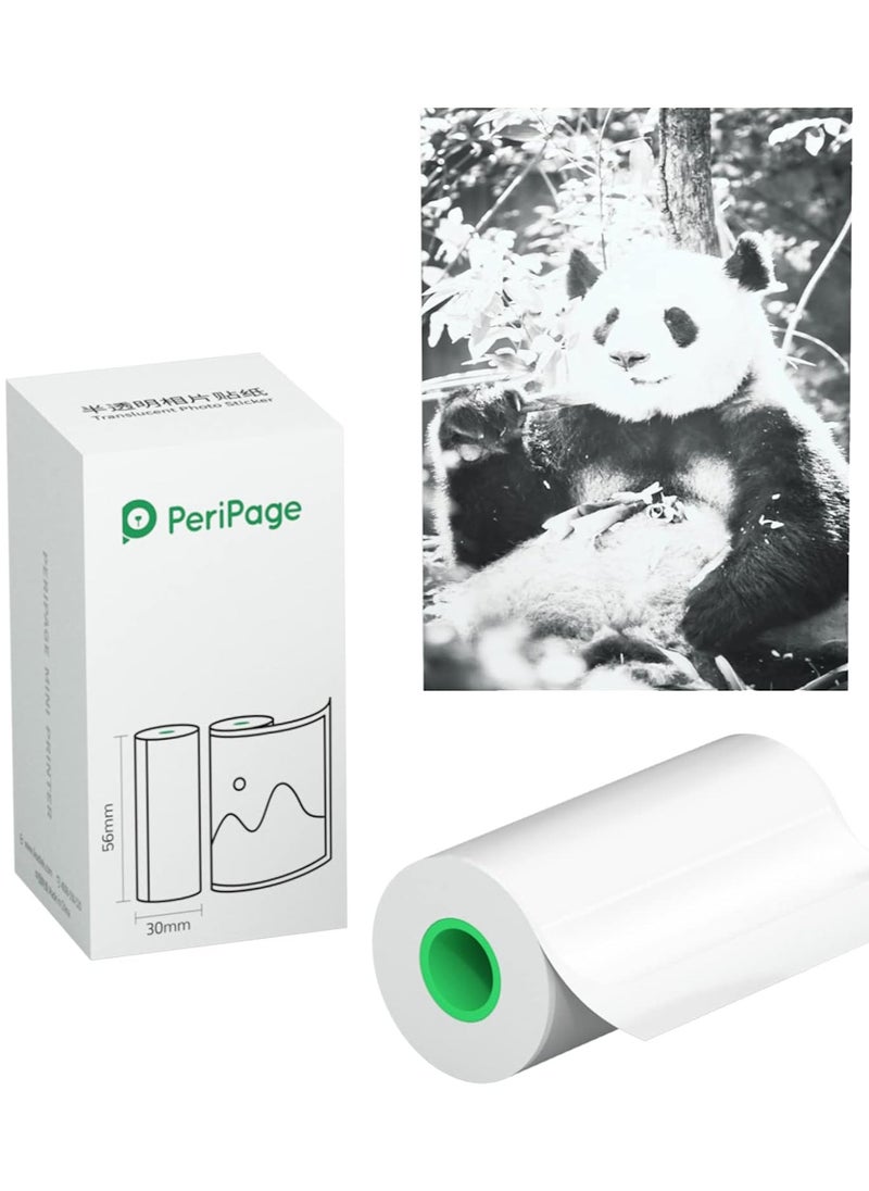 PeriPage PeriPeri PeriPage 56x30mm (2inch) Translucent Thermal Paper (Self-Adhesive Plastic Paper) For A6, A6 HD, A9s MAX, A40 and Other 2inch Thermal Printers. (5yr Translucent Photo Sticker 1Roll in Box)  - Image 1