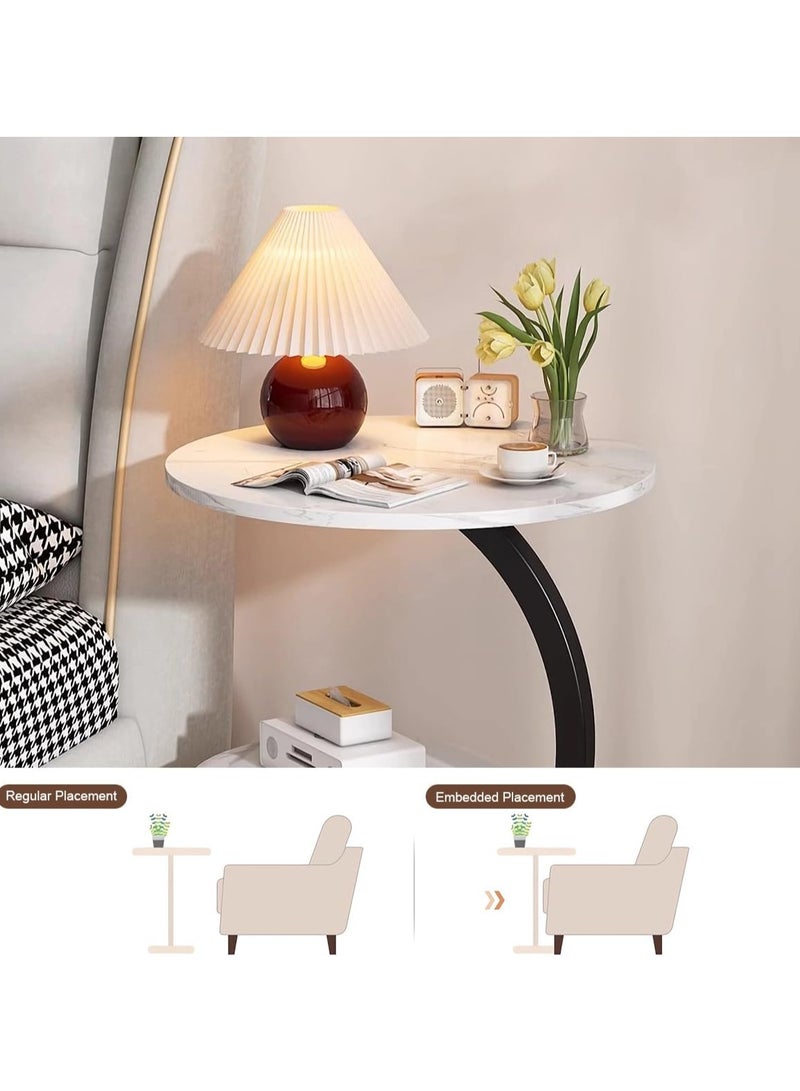 Beauenty Table,night stand Side Table for Sofa,Round Coffee Table for Couch,Beside Small Table Desk for Living Room,Side Table Bedroom Great for Indoor & Outdoor,40x62cm (White) - Image 3