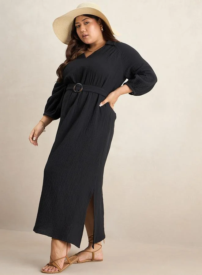 Femmella Belted Cotton Gauze Dress