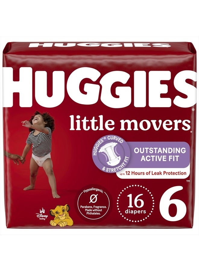 Huggies Size 6 Diapers, Little Movers Baby Diapers, Size 6 (35+ lbs), 16 Count - Image 1