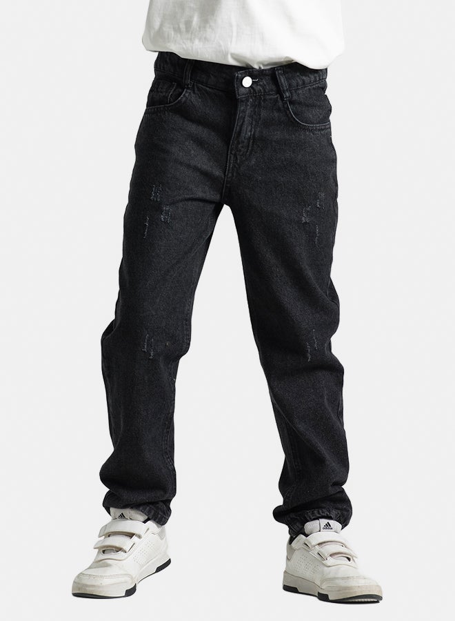 ريمينت بنطال جينز مريح للولاد اسود - Image 1